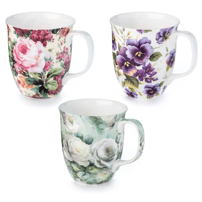 Designer double-wall espresso cups-Floral Chintz 3 Mug Bundle