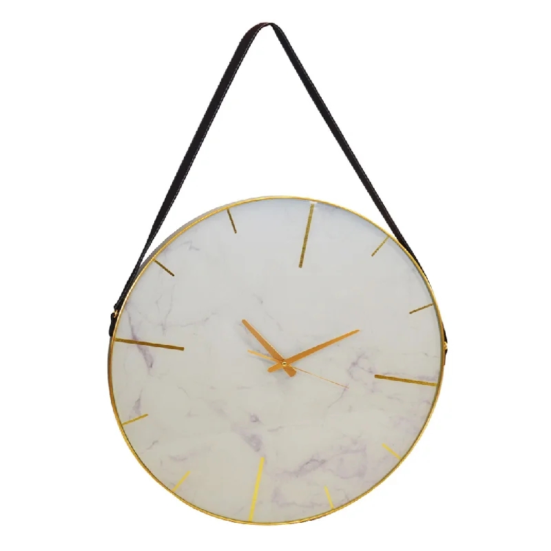 Chic minimalist wall mirrors-Glass clock white marble 60 cm