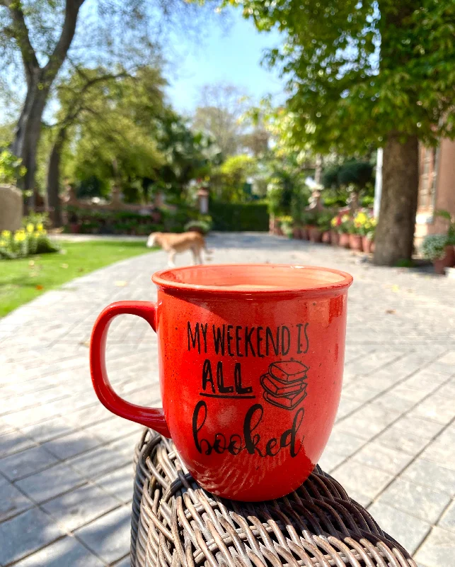 Luxury hand-painted tumblers-Gloria mug My weekend is all booked in bright orange