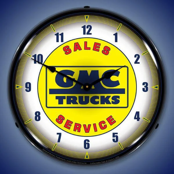 Vintage floral wall decor-GMC Trucks Sales Service Backlit LED Clock