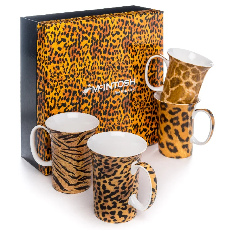 Trendy oversized tea cups-Go Wild set of 4 Mugs