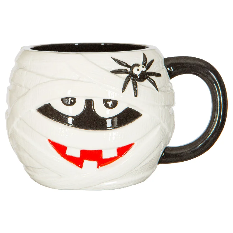 Luxury porcelain coffee mugs-Halloween Mummy Spider Stoneware Mug - By Fax Potato