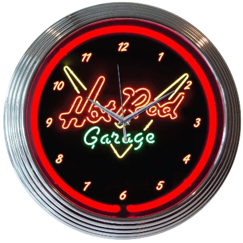 Stylish clear glass lanterns-Hot Rod Garage Neon Clock