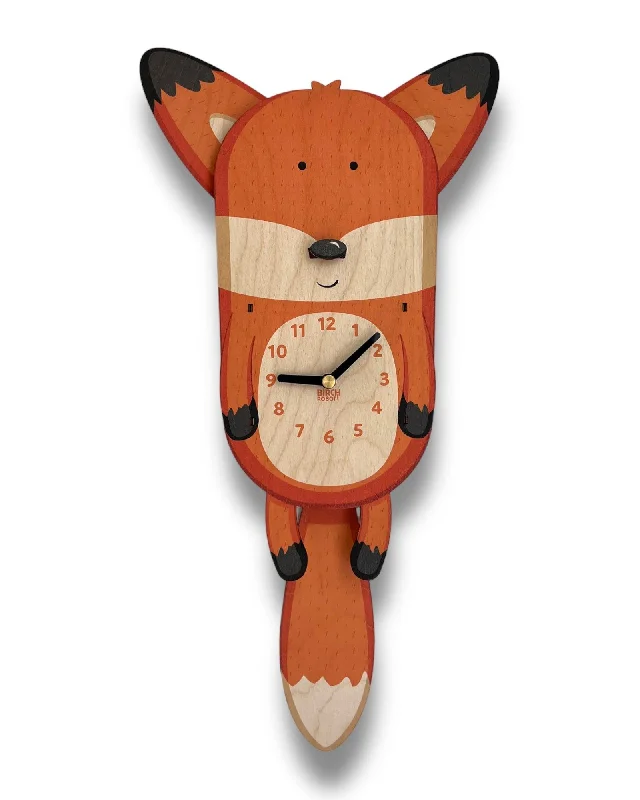 Luxury crystal table centerpieces-Hunter the Fox Pendulum Clock