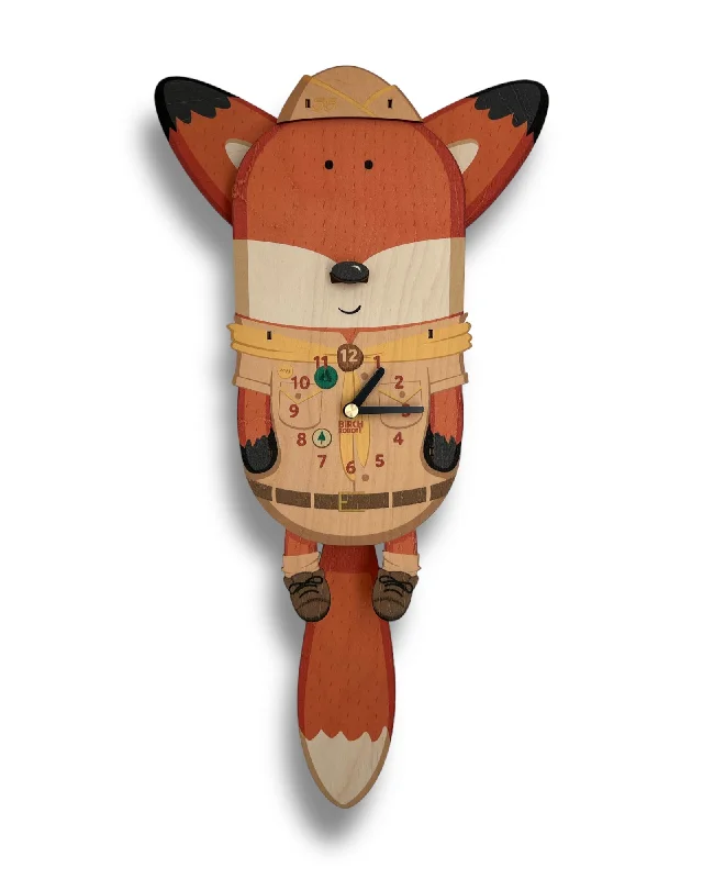 Designer bamboo accent chairs-Hunter the Fox Lil Scout Pendulum Clock