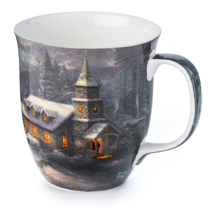 Trendy pastel ceramic mugs-Kinkade Sunday Evening Sleigh Ride Java Mug