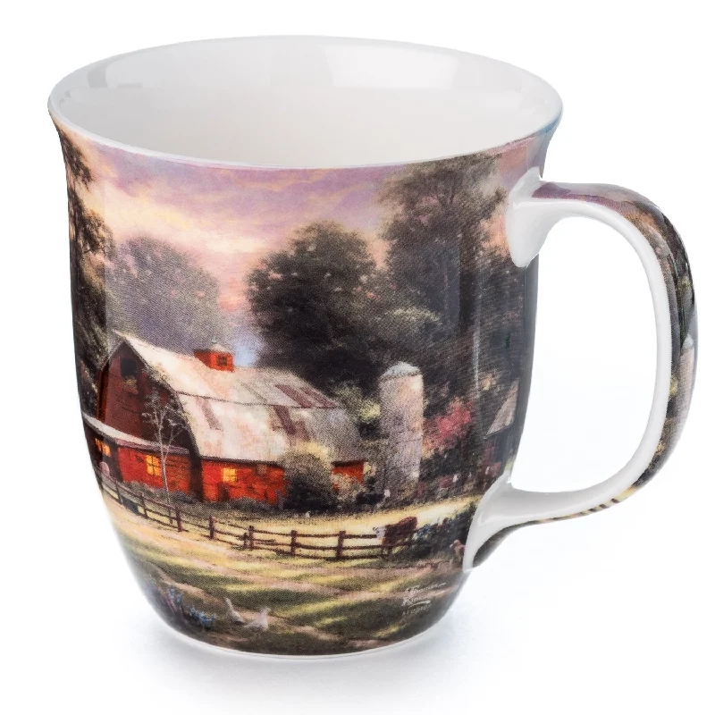 Stylish insulated coffee tumblers-Kinkade Sunset at Riverbend Farm Java Mug