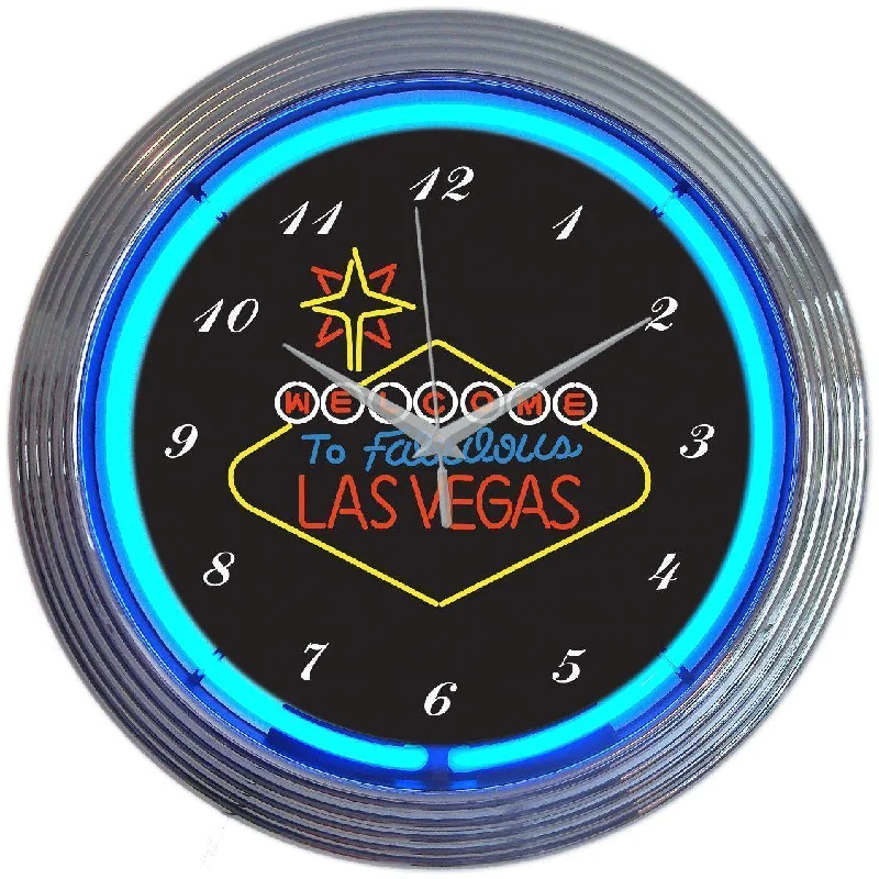 Trendy pastel throw pillows-Las Vegas Sign Neon Clock