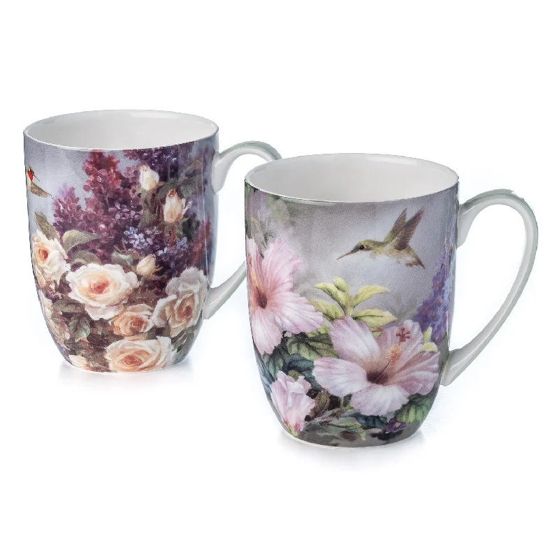 Stylish frosted coffee mugs-Lena Liu Hummingbirds Mug Pair