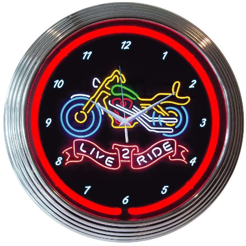 Elegant table lamps for desks-Live 2 Ride Motorcycle Neon Clock