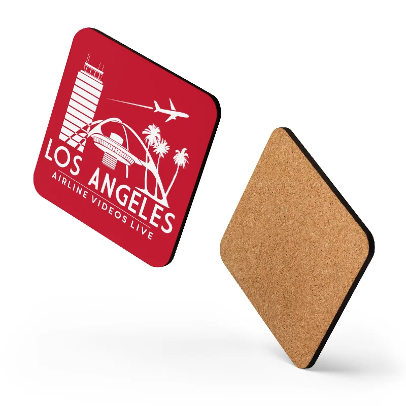 Stylish frosted coffee mugs-LOS ANGELES RETRO (RED) Cork-back coaster