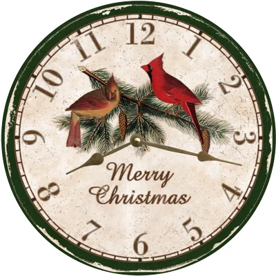 Vintage floral wall decor-Merry Christmas Clock-Cardinal Christmas Clock