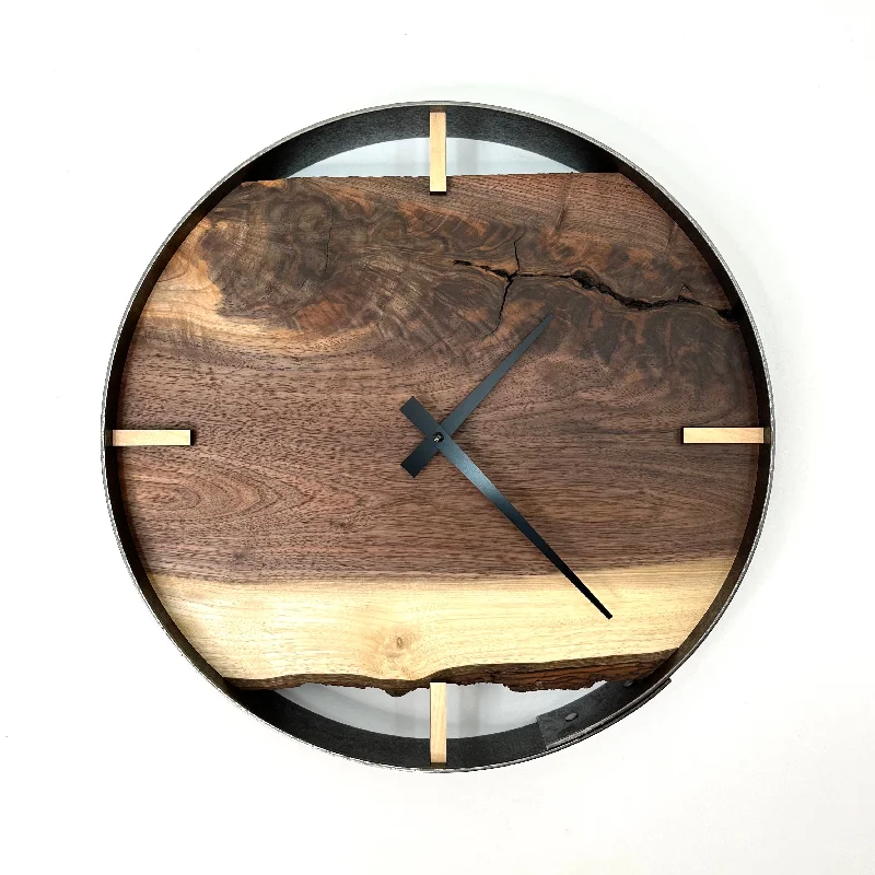 Elegant hand-blown glass vases-*NEW // 14” Black Walnut Live Edge Wood Wall Clock