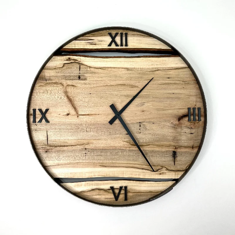 Designer ceramic wall tiles-*NEW // 21” Ambrosia Maple Live Edge Wood Clock