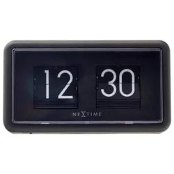 Elegant etched glass vases-NeXtime Quartz Flip Mantel or Wall Clock, Black, 5228ZW