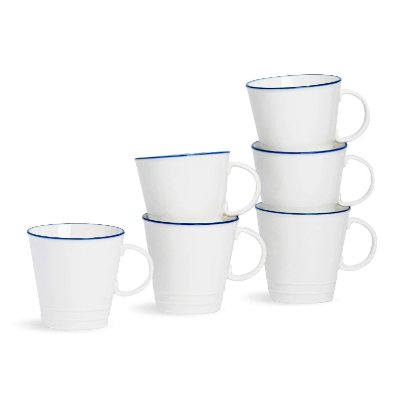 Designer porcelain tea sets-350ml Farmhouse White Porcelain Coffee Mugs - Pack of Six - By Nicola Spring