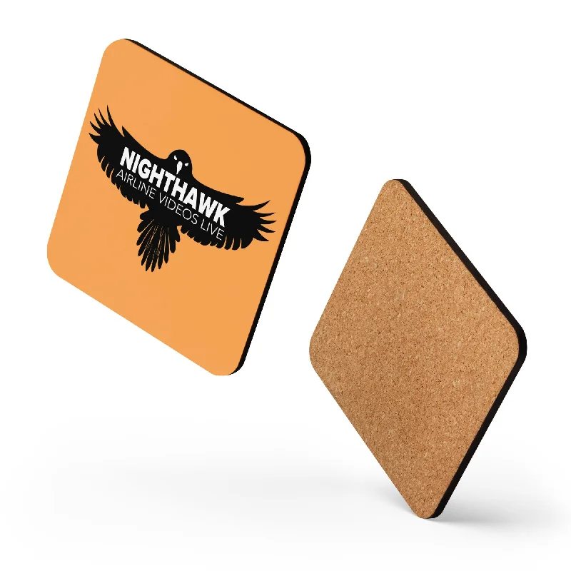 Trendy matte black tumblers-NIGHTHAWK (ORANGE) Cork-back coaster