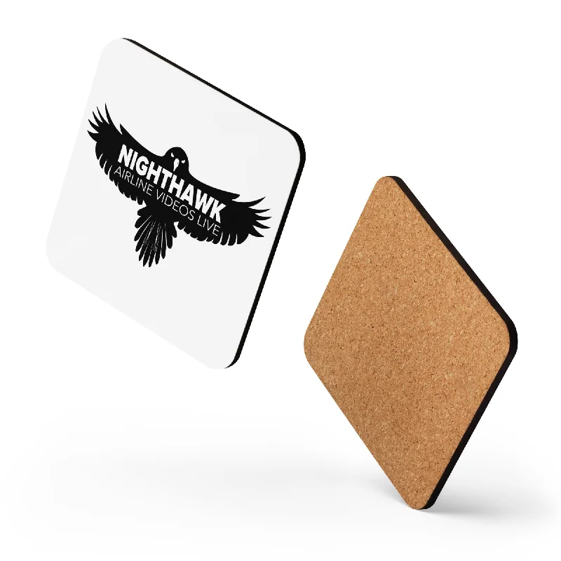 Chic minimalist water tumblers-NIGHTHAWK (WHITE) Cork-back coaster