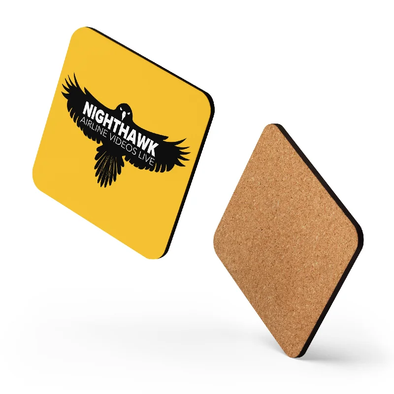 Elegant champagne flutes for parties-NIGHTHAWK (YELLOW) Cork-back coaster