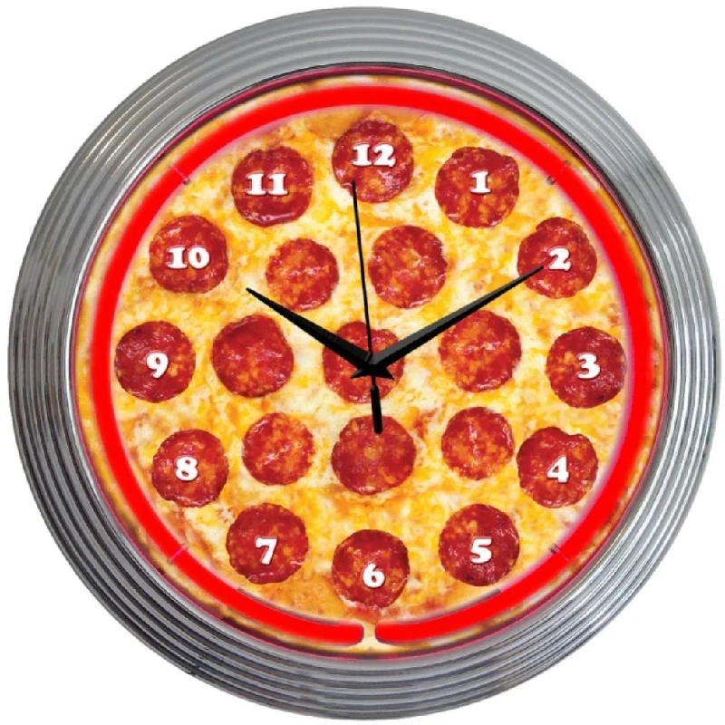 Casual boho wall hangings-Pizza Neon Clock