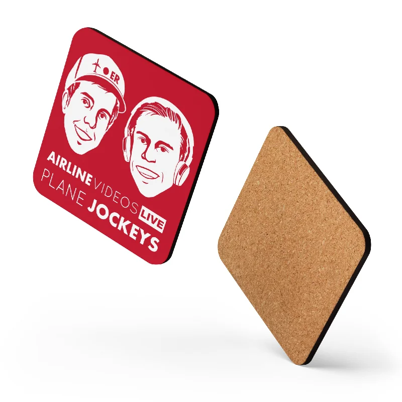 Trendy ombre ceramic mugs-PLANE JOCKEYS (RED) Cork-back coaster