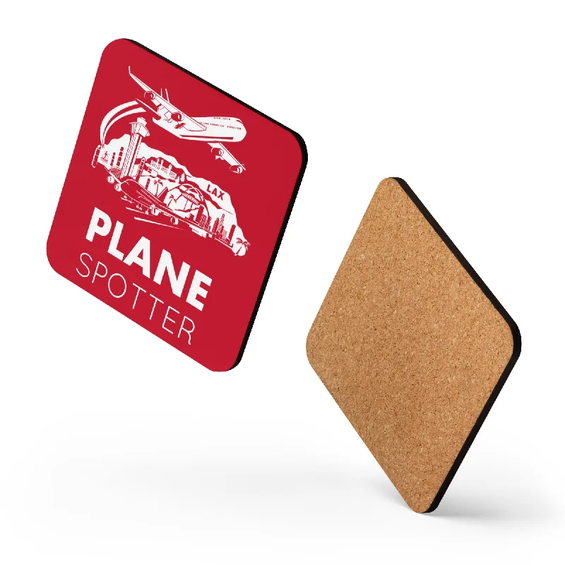 Chic minimalist water tumblers-PLANE SPOTTER (RED) Cork-back coaster