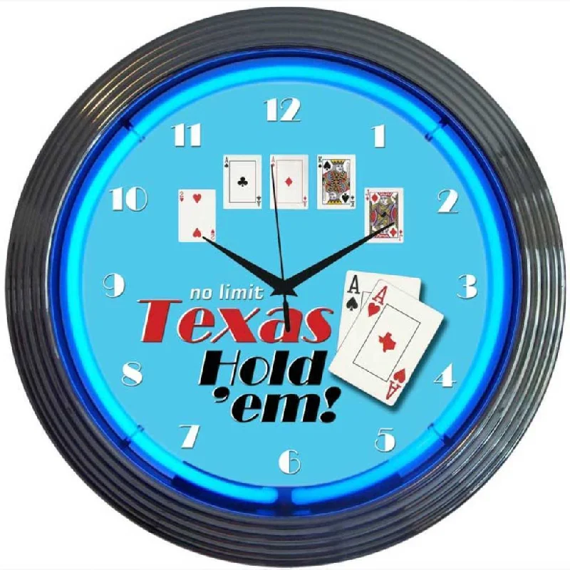 Elegant porcelain decorative bowls-Poker Texas Hold 'em Neon Clock