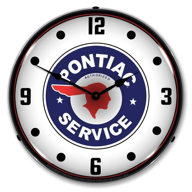 Affordable ceramic wall art-Pontiac Service Backlit LED Clock