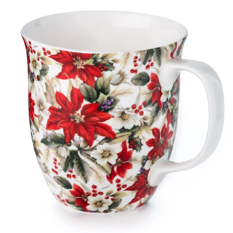 Soft bamboo travel tumblers-Chintz Poinsettia Java Mug