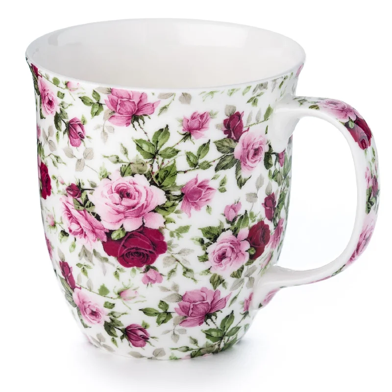 Designer double-wall espresso cups-Chintz Red & Pink Roses Java Mug