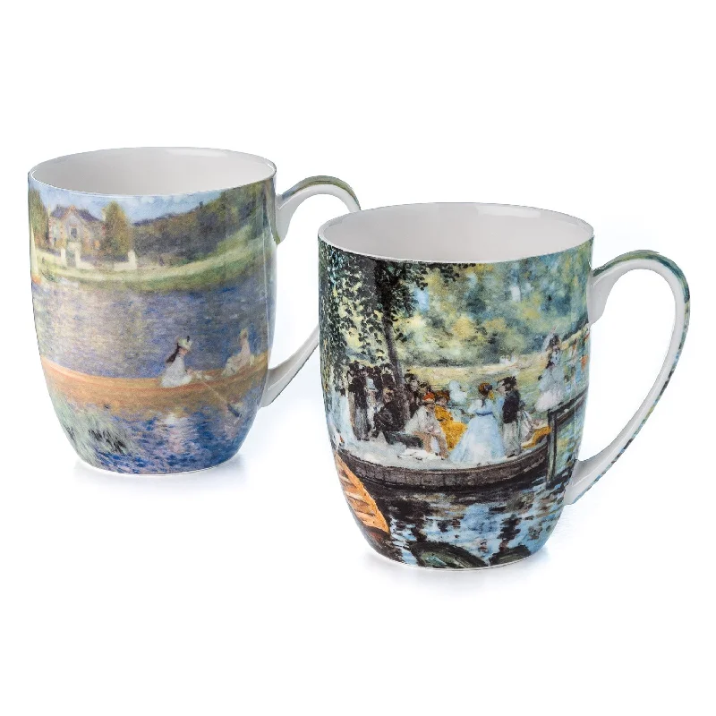 Cute animal print tumblers-Renoir Boating Scenes Mug Pair