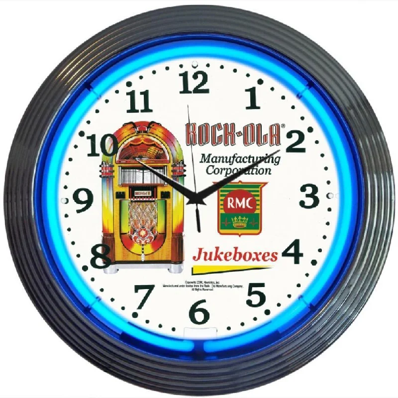 Luxury gold-accented sculptures-Rock-Ola Jukebox Neon Clock