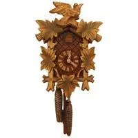 Chic frosted glass wall decor-Rombach & Haas (Romba) BIRD AND LEAVES FOREST FINISH Model 1203 1-Day Black Forest Cuckoo Clock with Half and Full Hour Call, Lighter Linden Wood