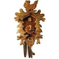 Designer wooden wall panels-Rombach & Haas (Romba) FEEDING BIRDS Model 1208 1-Day Black Forest Cuckoo Clock