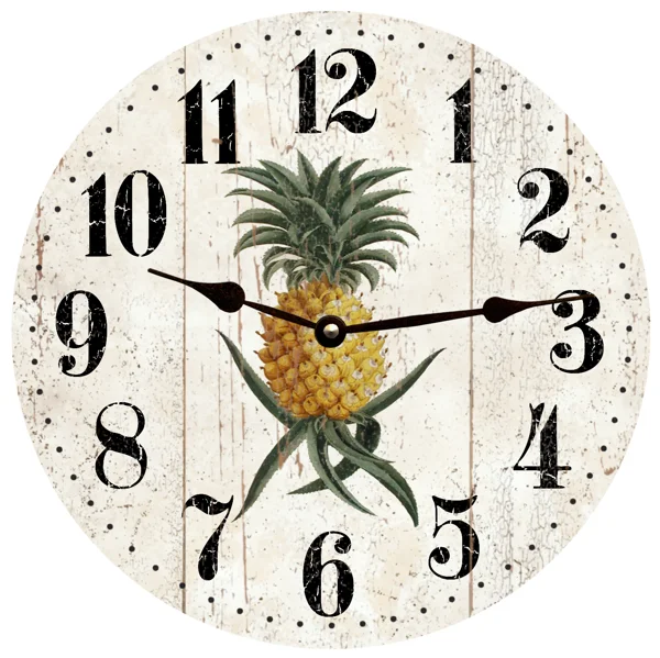 Affordable reusable wall decals-Rustic Pineapple Clock