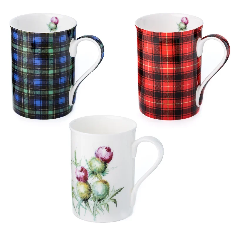 Luxury insulated tumblers for travel-Scotland Thistle Collection 3 Mug Bundle