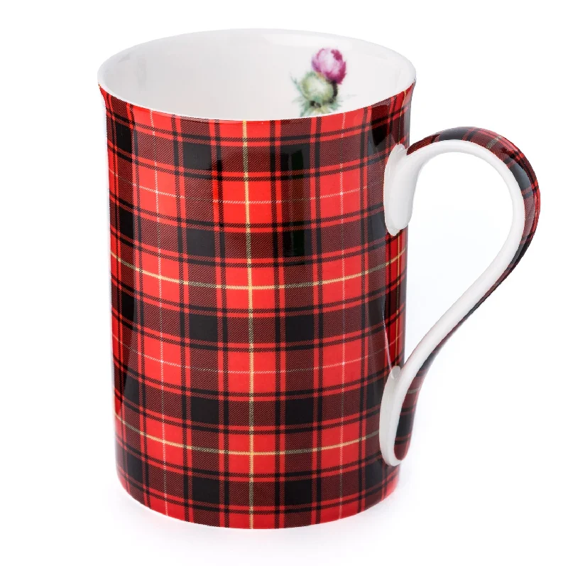 Trendy matte black mugs-Tartan & Thistle Red Classico Mug