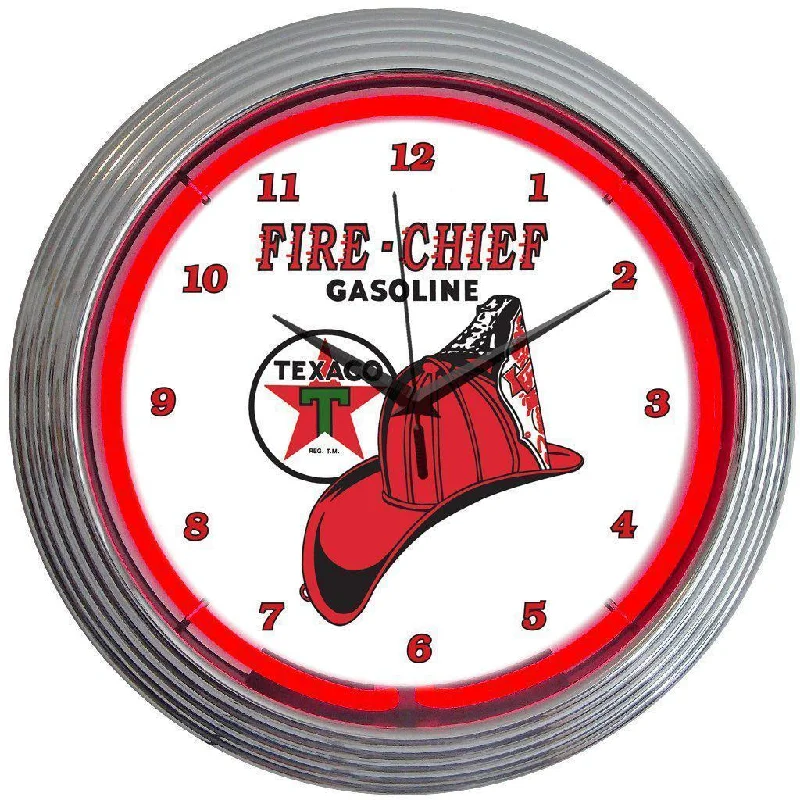 Designer bamboo wall hangings-Texaco Fire Chief Neon Clock