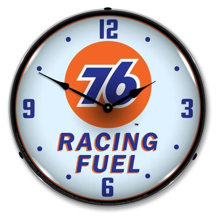 Elegant floral throw rugs-Union 76 Racing Fuel Backlit LED Clock