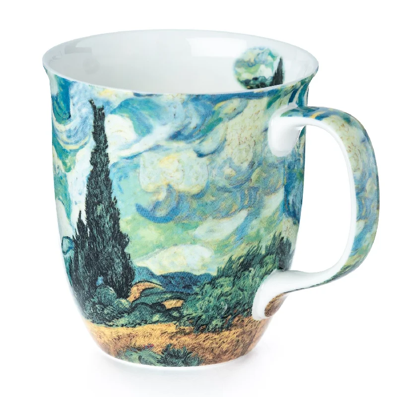 Luxury crystal juice glasses-Van Gogh Wheatfields with Cypresses Java Mug