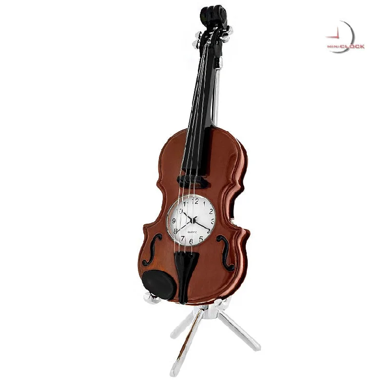 Designer porcelain accent pieces-C1154BR - Violin Miniature Clock