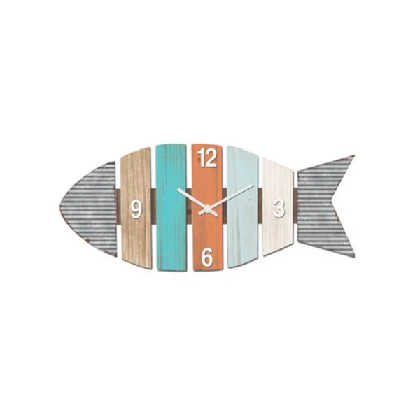 Durable wooden wall shelves-Wall Clock - Colourful Fish