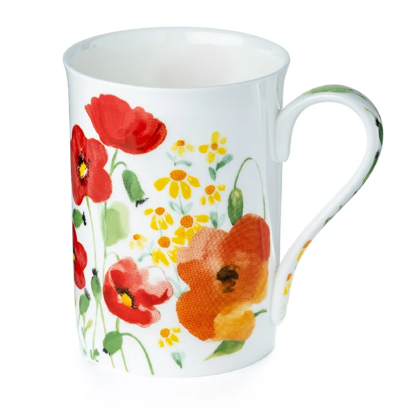 Elegant floral teacups with saucers-Watercolors Red Classico Mug