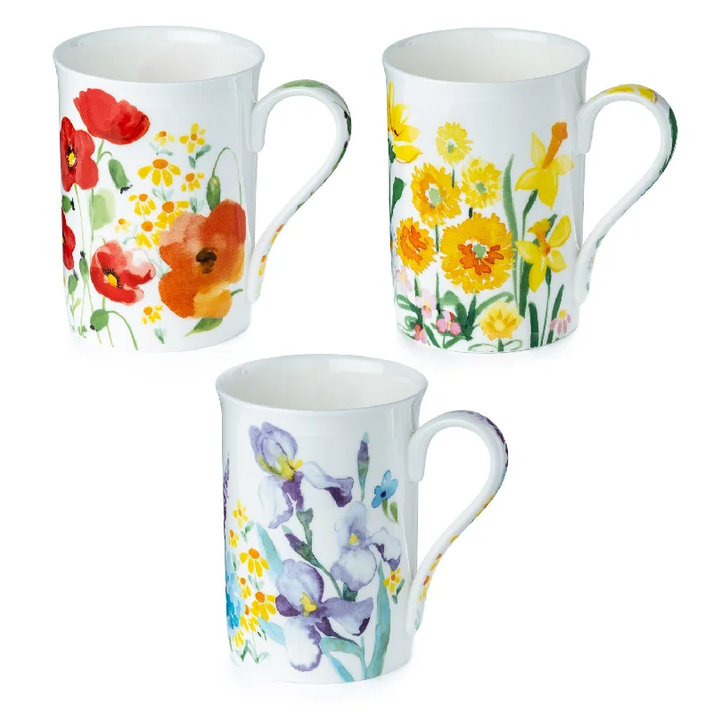 Trendy glass water cups-Watercolors 3 Mug Bundle