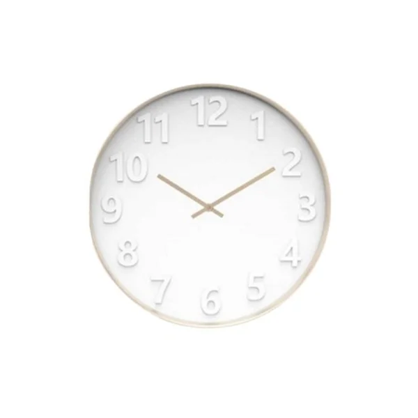 Affordable ceramic wall art-White With Brown Clock Hands