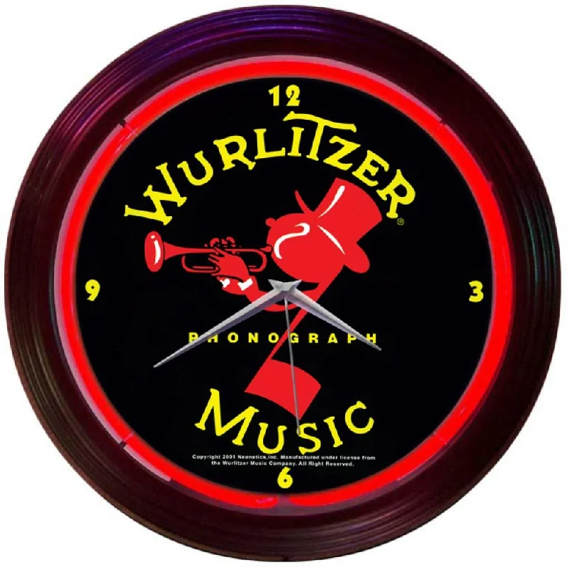 Luxury gold-accented mirrors-Wurlitzer Johnny One Note Neon Clock