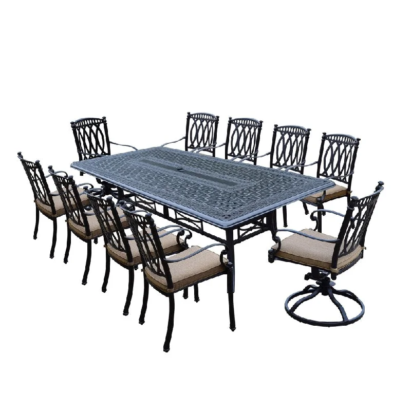 Designer wooden decorative trays-11 Piece Milan Set with Table, 8 Stackable Chairs and 2 Swivel Rockers Complete With Cushions