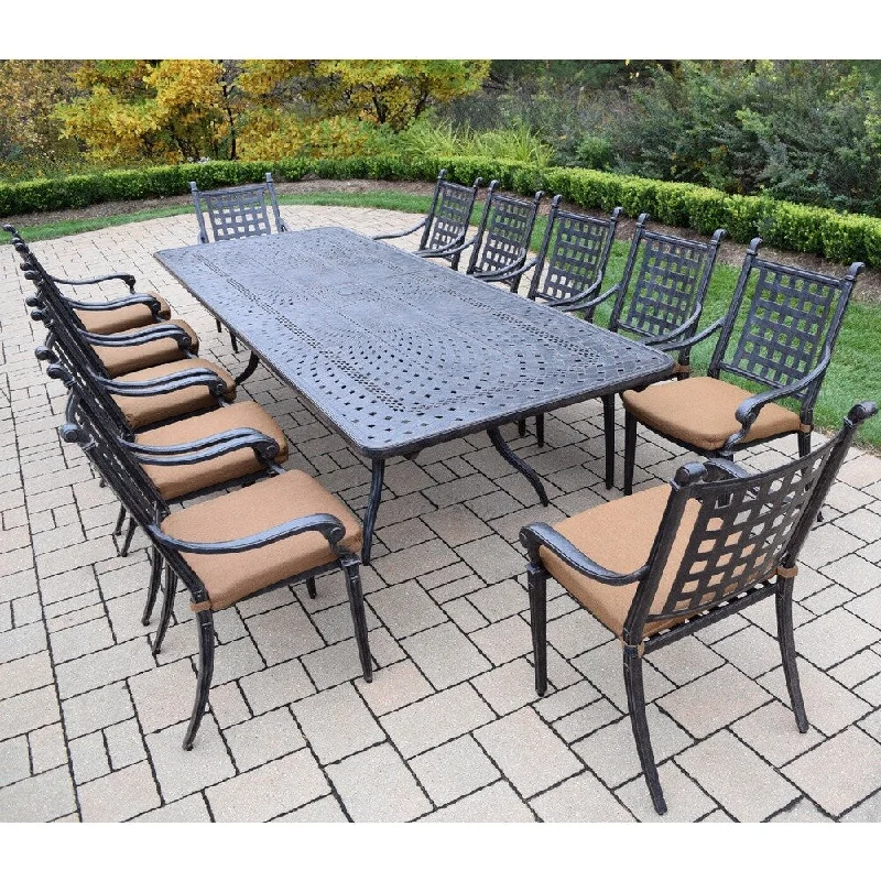 Affordable velvet throw blankets-13 pc Dining Set with Extendable Table and Sunbrella Cushioned Chairs