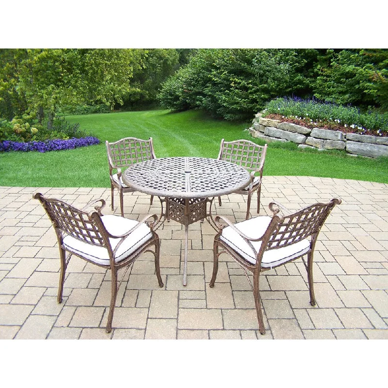 Stylish insulated accent pillows-5-Piece Dining Set with 42 inch Table and Four Cushioned Chairs