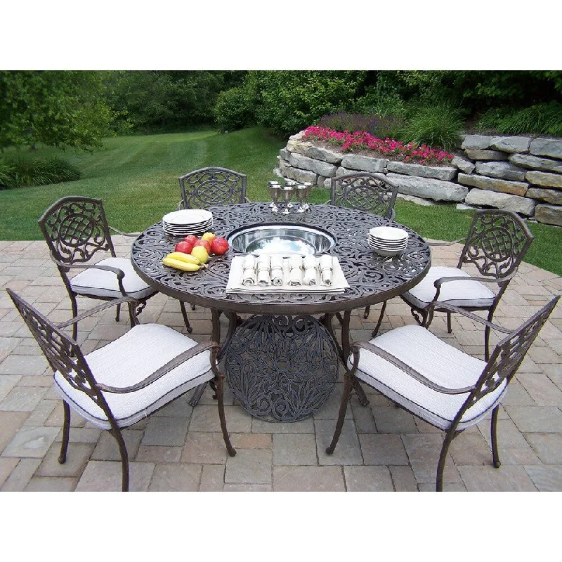 Casual canvas wall art prints-Antique Bronze Aluminum Cushioned 8-Piece Outdoor Dining Set